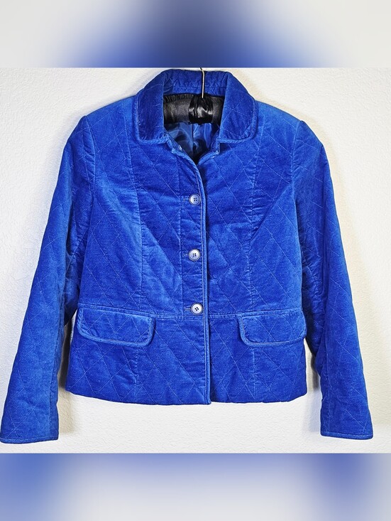 Talbots Jackets & Blazers - Talbots Size 6 Royal Blue Quilted Jacket Cotton Blazer Coat Winter Jewel Tone
